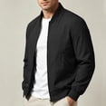 thumbnail image 2 of Danhjin Men's Casual Jackets Zip up Long Sleeve Stand Collar Fall Winter Outerwear Solid Color Comfy Fashion Coats, 2 of 10