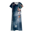 thumbnail image 4 of Womens Fashion Short Sleeve A-Line Dresses Party Summers Loose Fit Floral Print Dress V Neck, 4 of 4