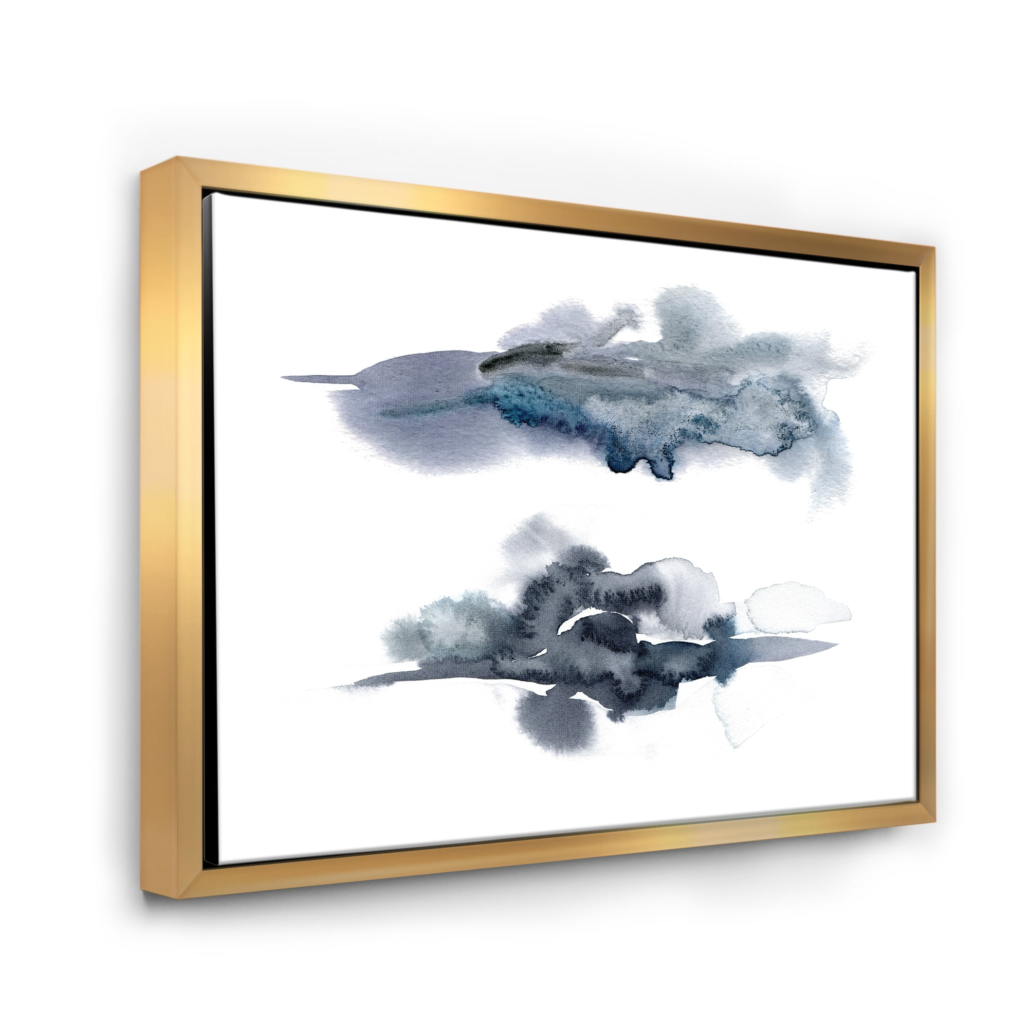 Designart 'Abstract Of Clouds Dark Blue Colored I' Modern Framed Canvas Wall Art Print