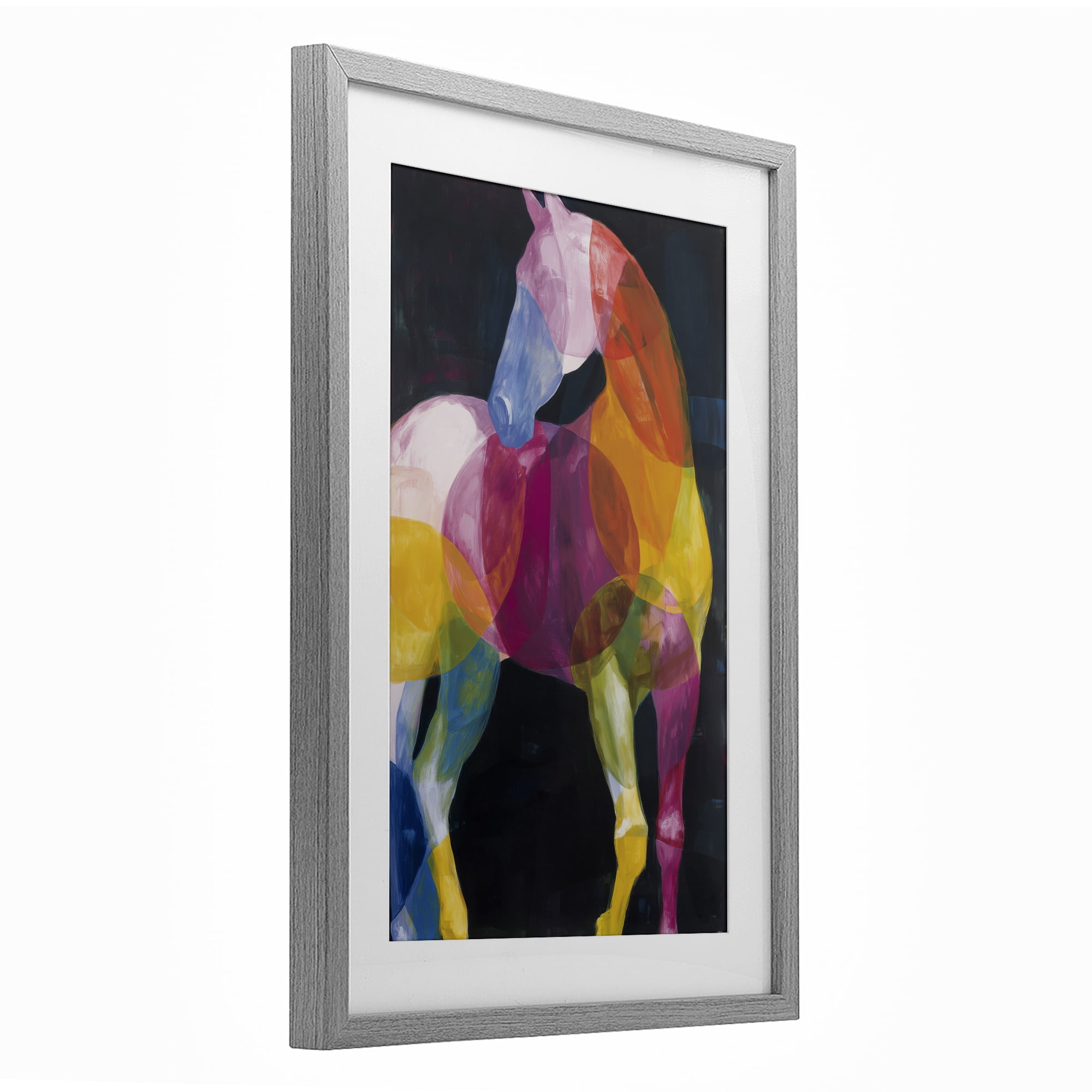 Stupell Industries Prism Horse Abstraction Gray Framed Print Under Glass, design by Chromatic Storm Studio