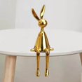 thumbnail image 2 of Baohd Sitting Rabbit Ornament Bunny Figurine for Bookshelf Living Room Bedroom Golden S, 2 of 9