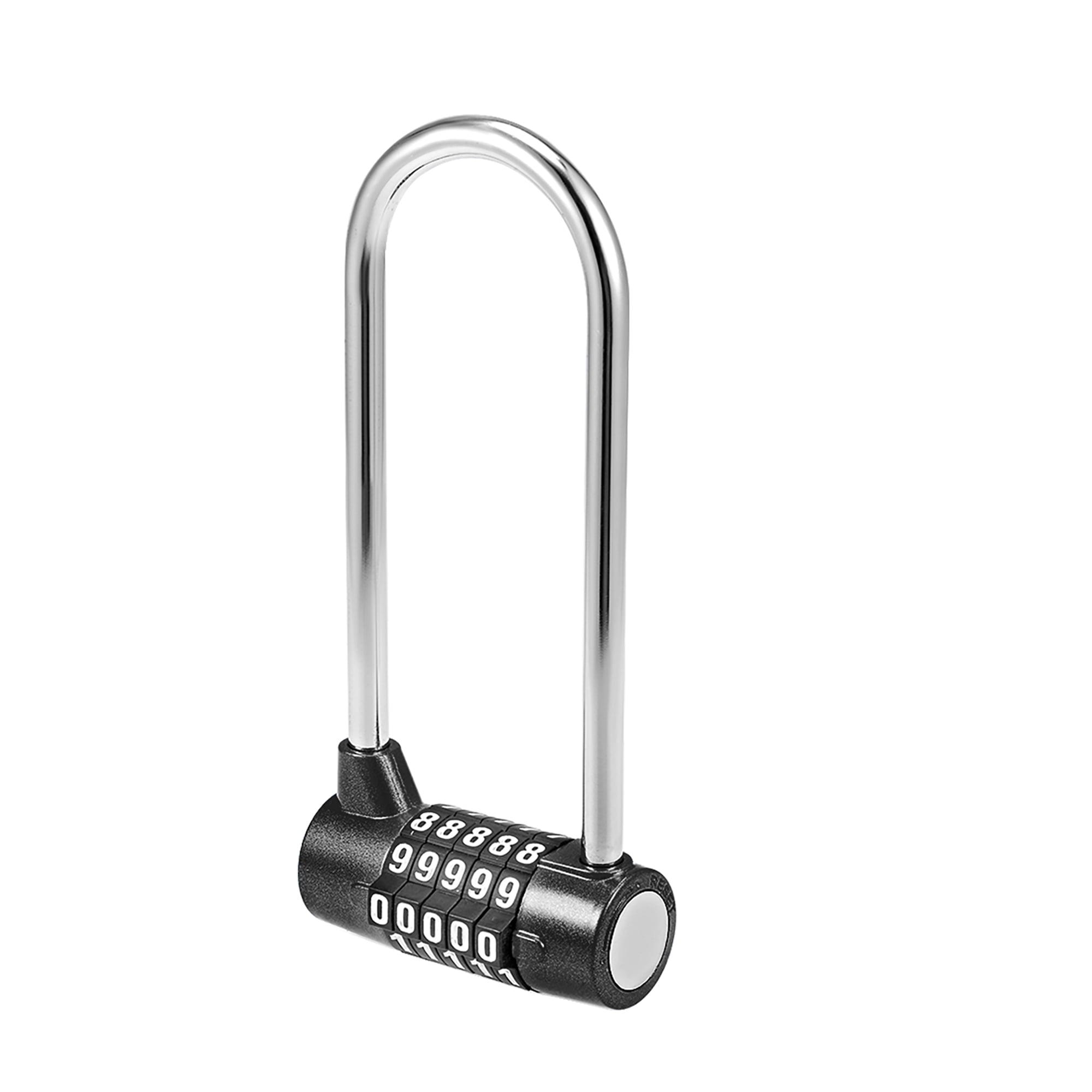 5Digit Combination Padlock, 7mm Steel Shackle Resettable Lock Black