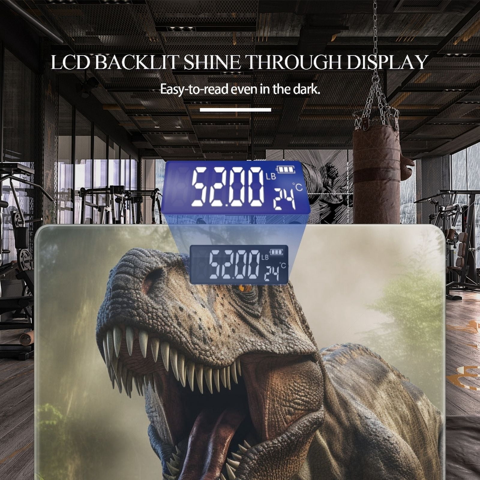 High Precision Body Weight Scale Smart Bathroom Scales with Large LCD Display(400lbs),Decorative for Bedroom-Majestic Tyrannosaurus Rex Roaring In The Lush