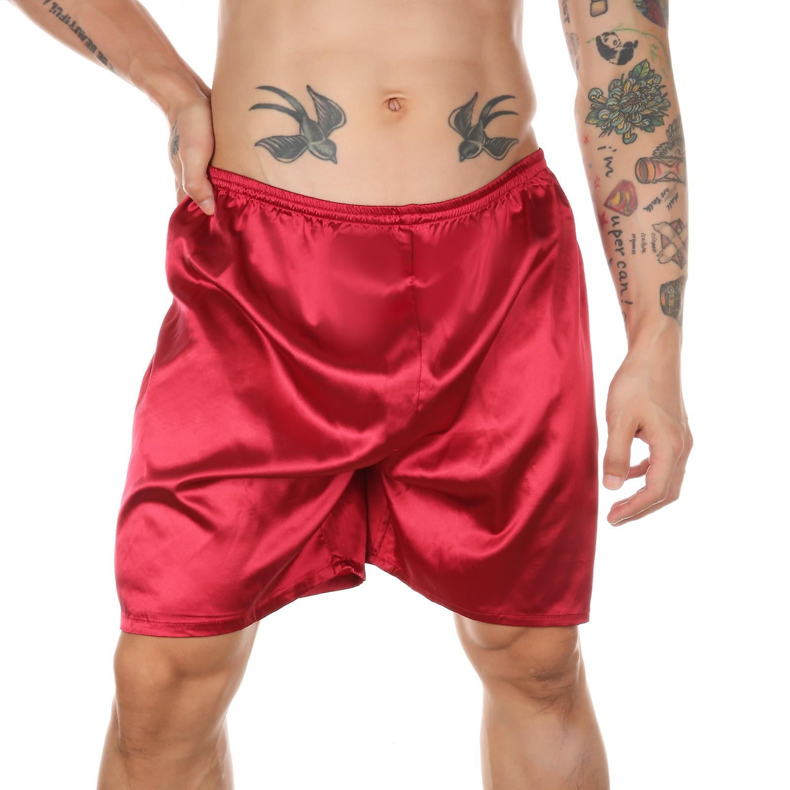 Men s Silky Satin Boxers Shorts Pajama Shorts Bottom Loose Satin Underwear Sleepwear S 3xl Walmart