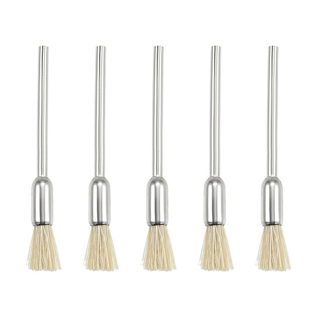 Ruedas de pulido de nylon mini de 5 mm x 9 mm con eje de 2.35 mm para herramienta rotativa, amarillas, 5 piezas