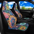 thumbnail image 2 of Uorisanigo Hippie Flower Car Front Seat Covers Waterproof Car Seat Cover Stretch Polyester Fabric Cover Non Slip Fashion Auto Interior Universal for Cars Truck SUV Van, 2 of 7