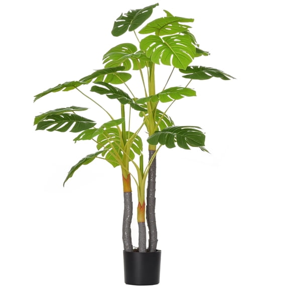 QISHENSHUI 4' Tall Artificial Monstera Deliciosa Potted Plant – Decorative Faux Plant with 20 Realistic Leaves for Indoor Home, Office & Living Room Styling