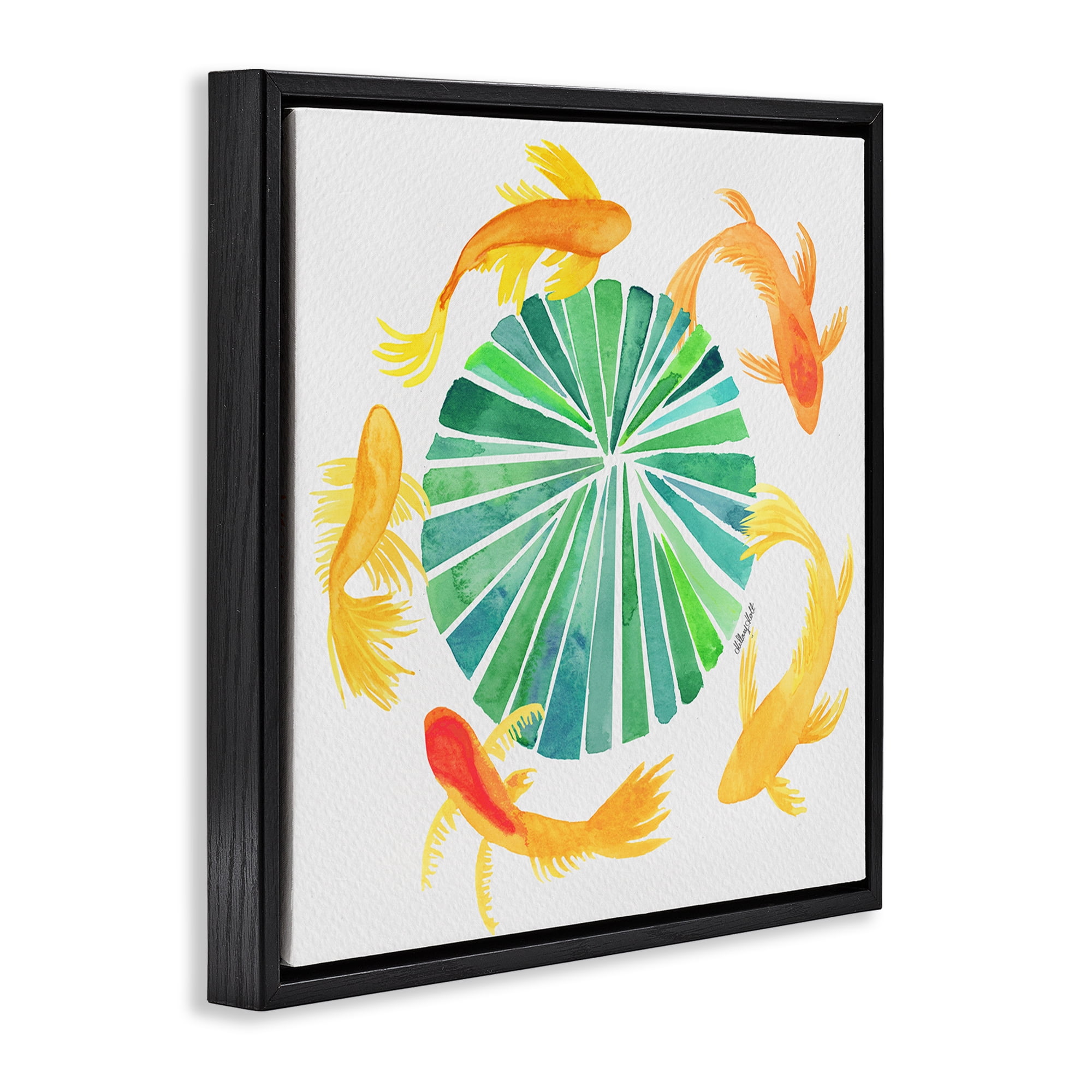 Stupell Industries Lotus Garden Orbital Fish Black Framed Floater Canvas Wall Art, design by Hillary Holt