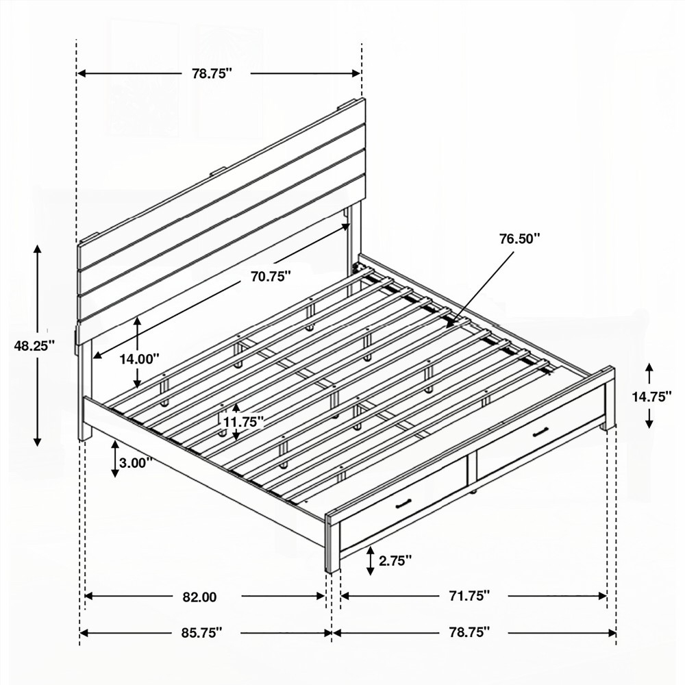 King Size Engineered Wood Storage Bed Frame with Barrel Oak Finish for Bedroom