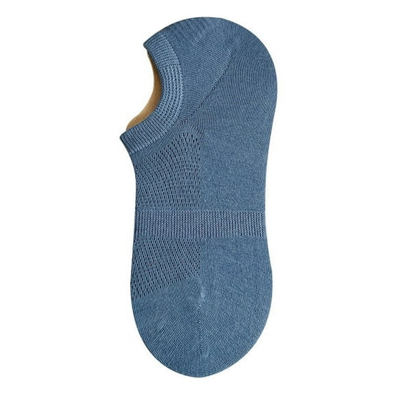 Zhuge 6 pairs of Men’s No Show Anti-Slip Socks with Silicone Heel Grip, Moisture-Wicking Low-Cut Invisible Liners for Casual Wear，Dark Blue