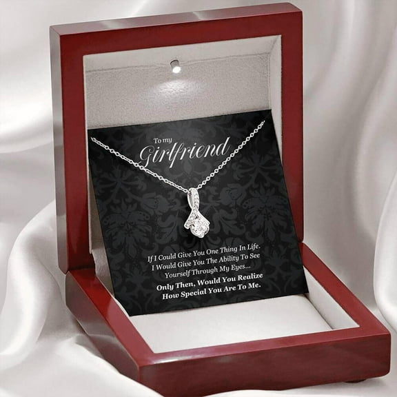 To My Girlfriend Necklace Gift From Boyfriend, Birthday, Cute Jewelry For Girlfriend Christmas, Anniversary Gifts Ideas With Meaningful Messages Card
