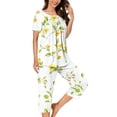 thumbnail image 3 of Frostluinai Womens Pajama Sets 2 Piece Boho Floral Summer Sleepwear Ladies Pjs Henley Neck Short Sleeve Capri Pant with Pockets, 3 of 6