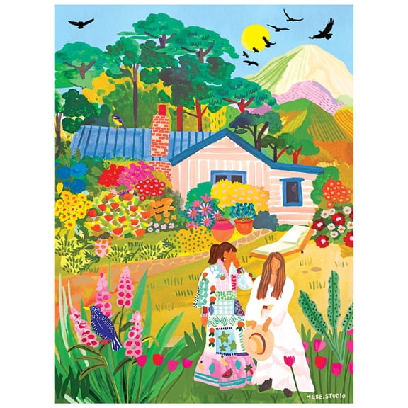 RoseArt Modern Illustrations 300-Piece In the Garden Adult Interlocking Puzzle