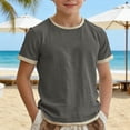 thumbnail image 2 of LIIPEE T Shirts For Boys Short Sleeve Crew Neck Fashion Color Block Ringer Tees Kids Casual Loose Cute Summer T Shirt,13-14 Years, 2 of 6