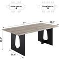 thumbnail image 2 of 71" Long Dining Table for 6-10 People - Farmhouse Kitchen Table with Extra Thick Tabletop & Heavy-Duty Metal Legs, Sturdy Rectangular Table for Dining Room, Conference Room, Office, Grey + Black, 2 of 9