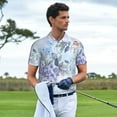 thumbnail image 2 of Kdxio Bird Butterfly Stripe Print Men's Short Sleeve Polo Shirt,Midweight Men's Shirt, 2 of 5