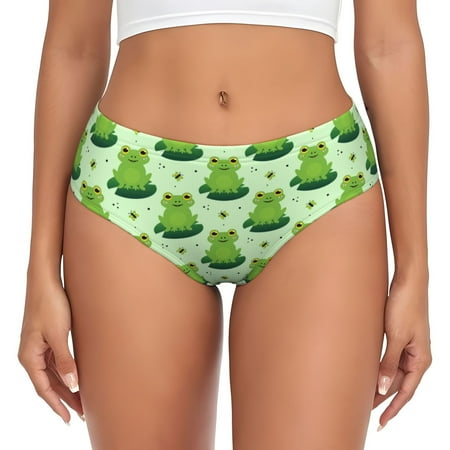 Womens Underwear - Cute cartoon frog butterfly green No Show Seamless Underwear for Women  Soft Stretch Womens Panties  Hipster Ladies Panties Bikini Underwear Briefs