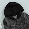 thumbnail image 6 of Toddler Hoodie Denim Jackets, Baby Boys Girls Jeans Jackets, Kids Casual Winter Long Sleeve Button Hooded Jackets with Pockets Outerwear Coat Black 3T, 6 of 6