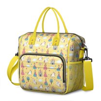 Yellow Princess Castle Unicorn Pattern Womens Lunch Box for Work,Insulated Large Lunch Bag for Tween and Teen,Loncheras Para Mujer,Leakproof Adult Lunch Bag for Work,Beach,Travel,Picnic,Camping