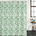 thumbnail image 4 of 72x78 Inch Shower Curtain Green Line Bathroom Decor, Waterproof Fabric Bathtub Bath Curtains Decorative Vintage Abstract Geometric Stripes Watercolor Extra Long Shower Curtain Set with Hooks, 4 of 7