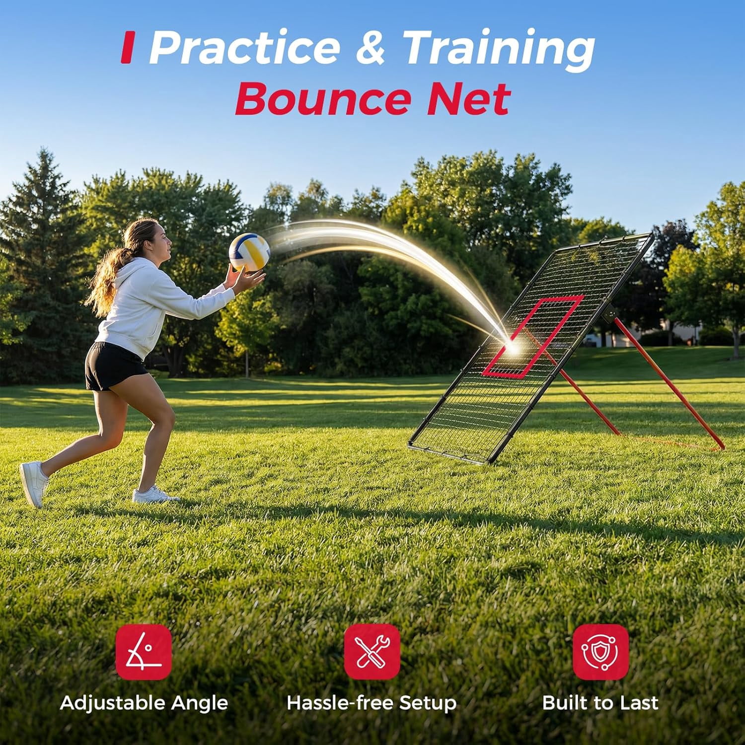 Wisykoke Portable Volleyball Net Set, Adjustable Height Outdoor Volleyball Net, Heavy Duty Weatherproof Training Equipment for Beach, Backyard, Park, Camping