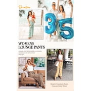 JWD Women's Wide Leg Pants with Pockets High Waist Adjustable Knot Loose Casual Trousers Business Work Casual Pants Black Large
