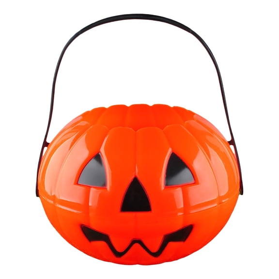BNNG Halloween Pumpkin Candy Bucket - Plastic Trick or Treat Pail with Handle, Large Capacity Jack O Lantern Candy Holder for Kids, Party Decor & Spooky Favors