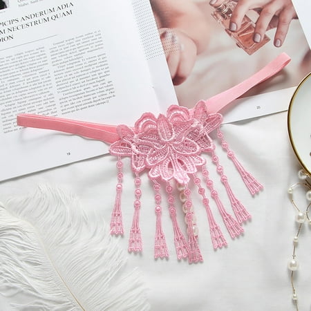 

DENGDENG Womens Underwear Solid G-String Sexy Tassel Pearl Thongs for Women Low Rise Hollow Out Panties