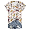 thumbnail image 3 of kingque Womens Floral Prints V Neck Short Sleeve T-Shirt Print Casual Tee Loose Shirts Tops 2XS-8XL, 3 of 5
