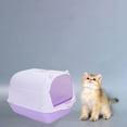 thumbnail image 3 of serony Pet Litter Tray Enclosed Potty Toilet Small Animals Hooded Cat Litter Box Purple, 3 of 7