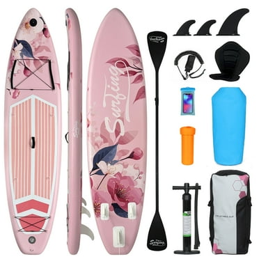 FULLWATT 11' Inflatable Stand up Paddle Board 133"×33"×6" SUP Surfboard Complete Kit, 6 Inch Thick with Full Premium Accessories & Backpack, Fast Pumping, Pink