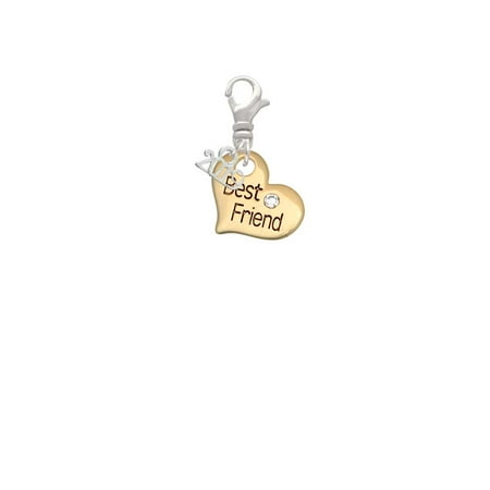 Goldtone Large Best Friend Heart with Crystal - 2019 Clip on