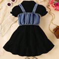 thumbnail image 3 of Hiijoy Toddler Girls Outfits Ruffle Short Sleeve Shirt Dress & Denim Camisole, Sizes 2-3T, 3 of 8