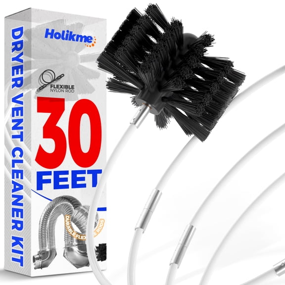 Holikme 30Feet Dryer Vent Cleaning Kit, Flexible Lint Brush with Drill Attachment, Synthetic Brush Heads, with or without Power Drill