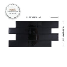 Smart Tiles Peel and Stick Backsplash, 5 Adhesive Tiles, Oslo Black, 22.56"x10.87"