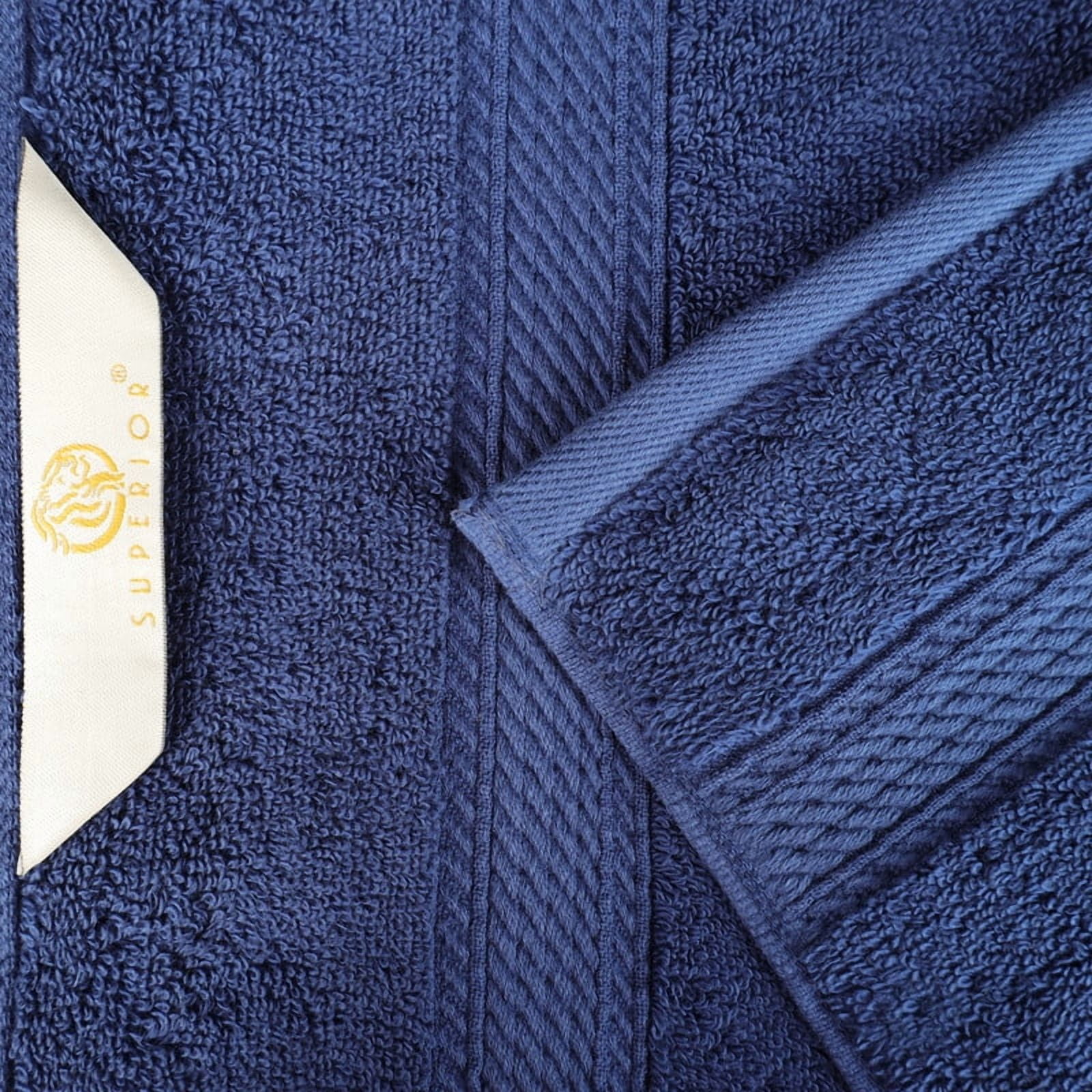 Superior Egyptian Cotton Heavyweight Face Towel Set of 6, Navy Blue