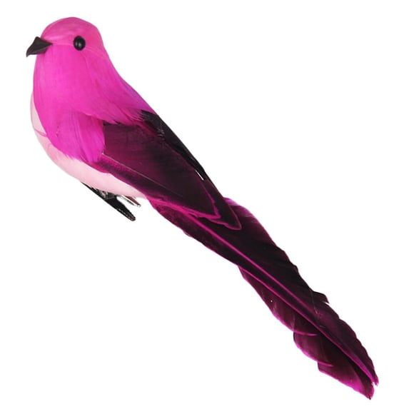 Artificial Small Decorative Foam Birds for Crafts Garden, with Clip Easy Attachment Tree or Standing, Pink