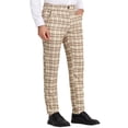 thumbnail image 4 of Lars Amadeus Men's Dress Checked Flat Front Business Plaid Formal Pants, 4 of 6
