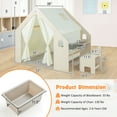 thumbnail image 3 of Gymax 6-in-1 Kids Playhouse Wooden Indoor Play Tent w/ Blackboard Desk Table Chair, 3 of 9