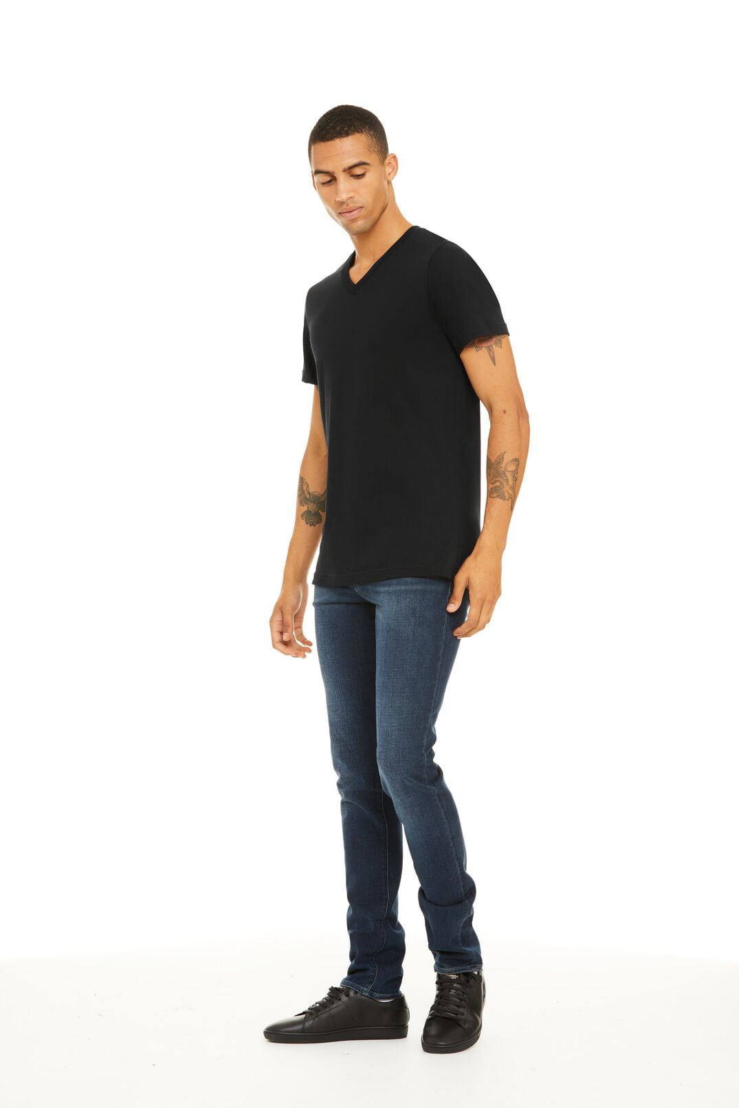 BELLA+CANVAS Adult Short Sleeve V-Neck Personalized T-Shirt, Create your own Designs, Black, XL, Unisex