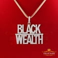thumbnail image 2 of King of Bling's Promise Yellow Sterling Silver BLACK WEALTH Sign Pendant 9.30ct Cubic Zirconia, 2 of 12