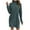 Navy, variant on Winter Dresses for Women Solid Color High Neck Drop Shoulder Long Sleeve Midi Dress with Ribbed Knit