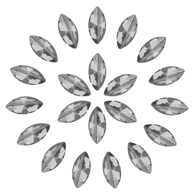 Uxcell 128 Pcs Horse Eye Shape Rhinestones, 7 x 15 mm Point Back Rhinestone Beads for Jewelry Making Crafts Costume Crystal Embellishments, Gray