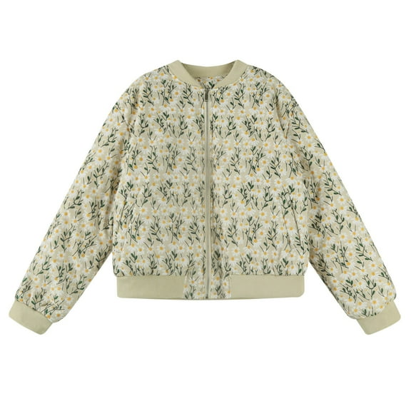 Women's Floral Print Bomber Jacket Stylish Lightweight Zip-Up Outerwear for Casual and Trendy Looks