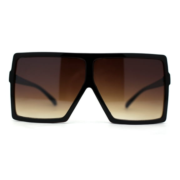 Flat Top Mobster Square Rectangle Oversize Plastic Sunglasses All Brown