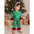 thumbnail image 5 of Cjfdfy Toddler Baby Girl Christmas Silk Stain Pajamas Set Kids Girl PJS Set Sleepwear Spring Fall Winter Clothes Candy Cane Long Sleeve Button Down Shirt with Long Pants Set Loungewear Homewear 1-7Y, 5 of 9