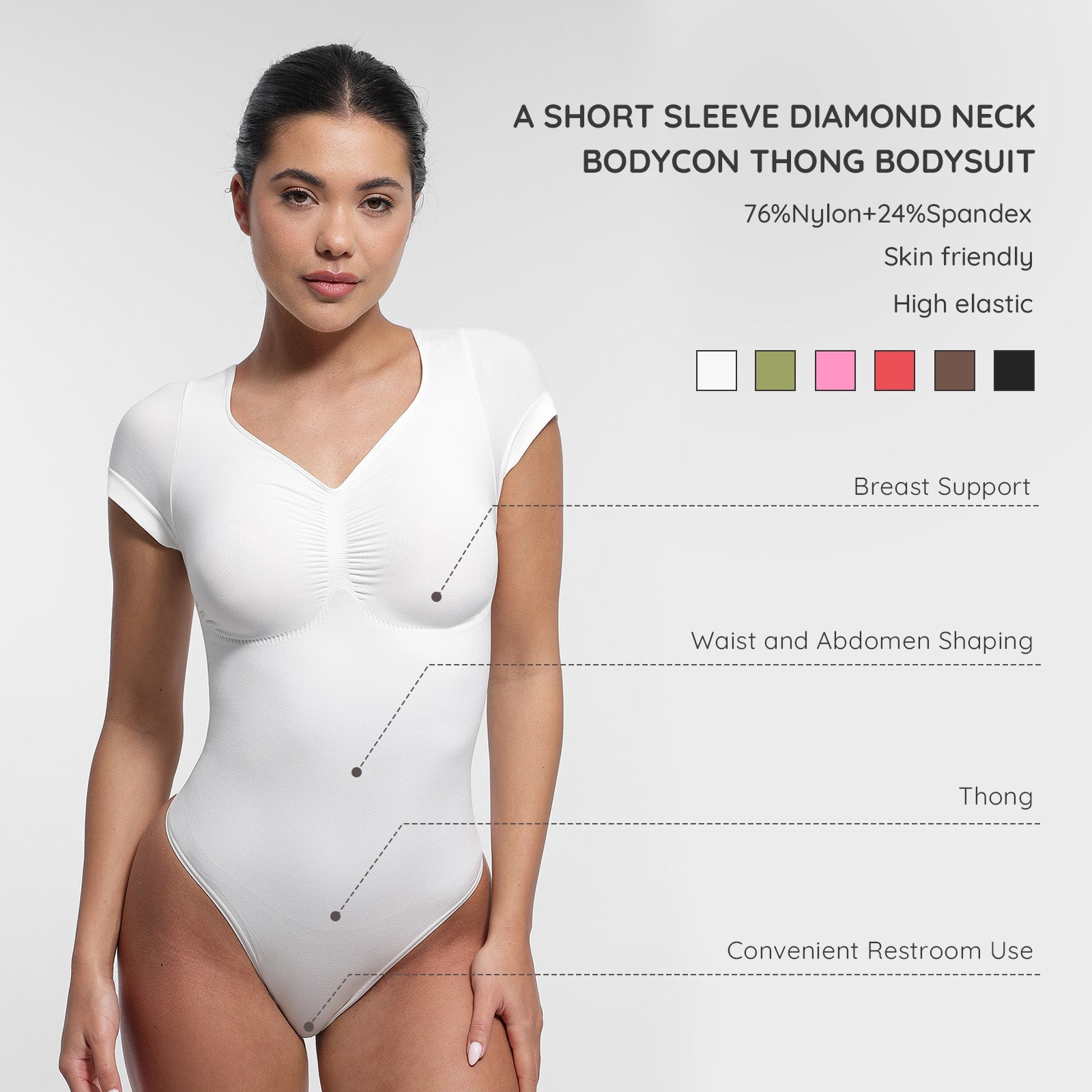 FeelinGirl Tummy Control Seamless Short-Sleeve Bodysuit