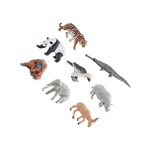 ZheElen Figurines Réalistes d'Animaux de Zoo Jouets pour Enfants Jeu Créatif avec Éléphant Girafe Lion et Gorille Étagère de Figurines Arctiques