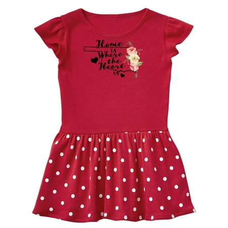 

Inktastic Oklahoma Home is Where the Heart is with Watercolor Floral Gift Toddler Girl Dress