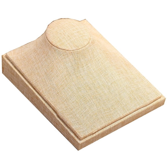 Wood Covered with Linen Bust Shaped Necklace Display Stands Cornsilk 21x17x3.8cm